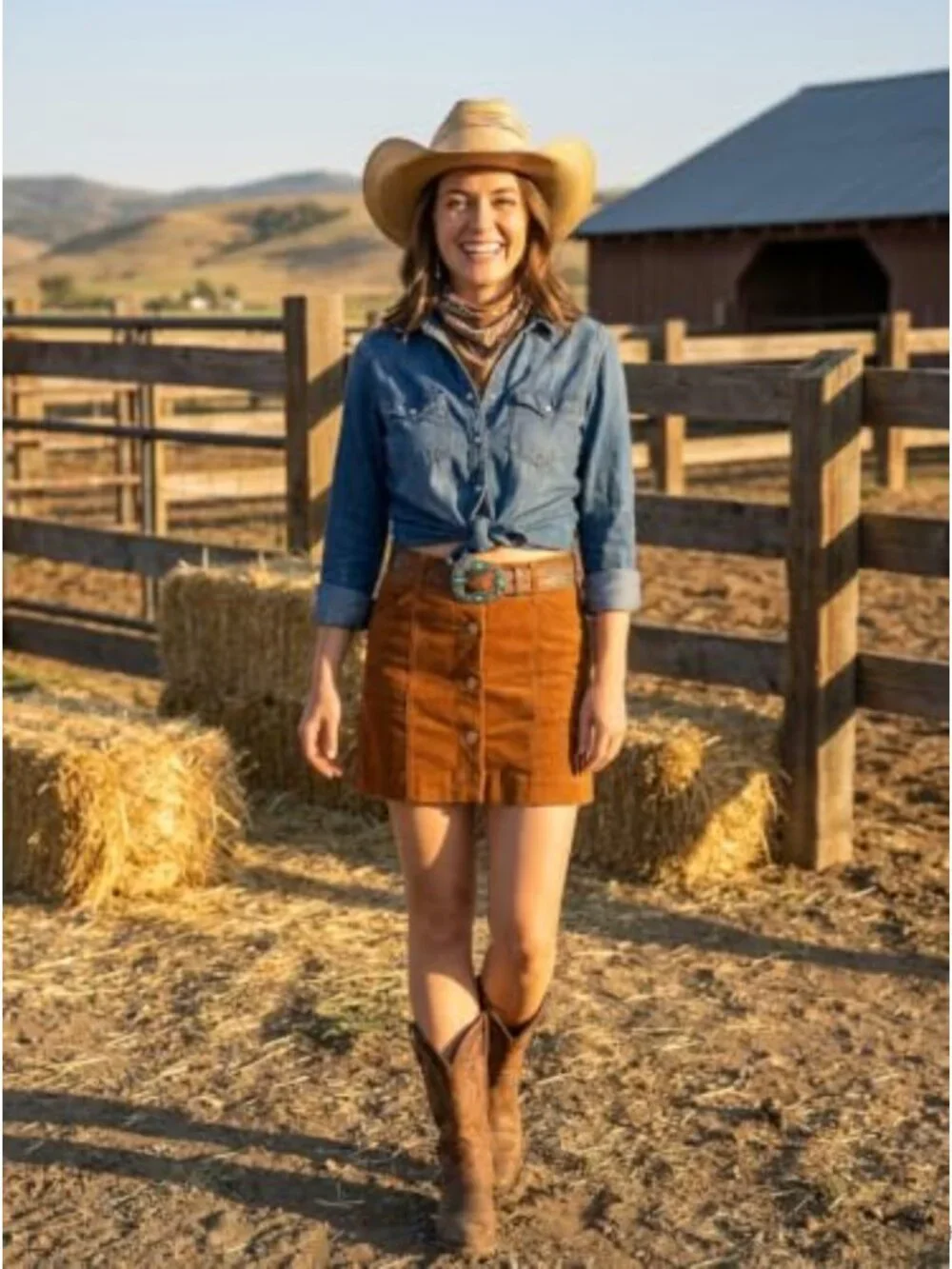 Women's Corduroy A-Line Mini Skirt with Pockets & Button Fly